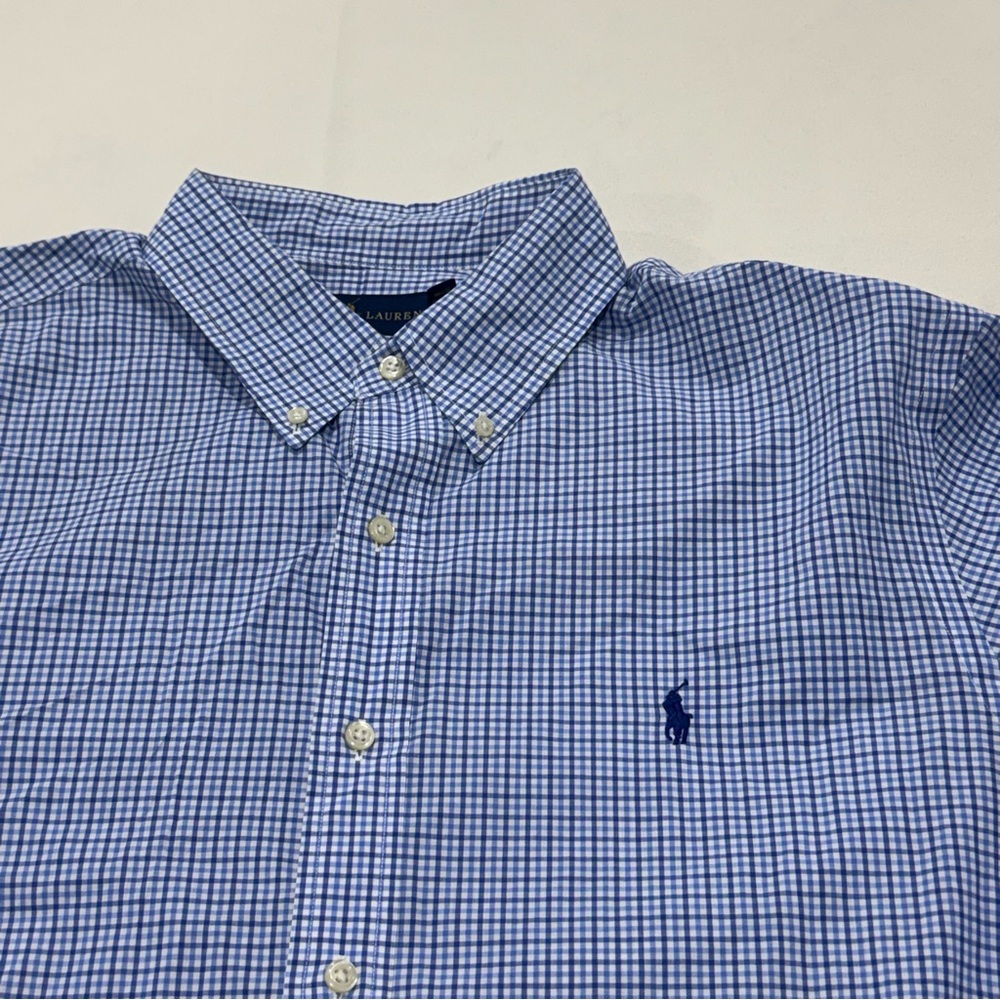 Ralph Lauren Blue Plaid Men's Button-Down Slim-Fit Shirt Size XL